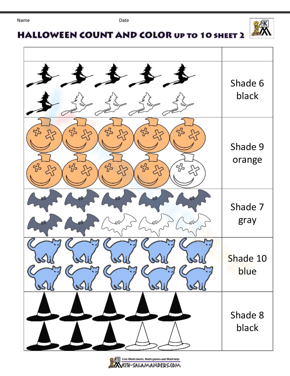 Count and Color Halloween Objects - Page 2