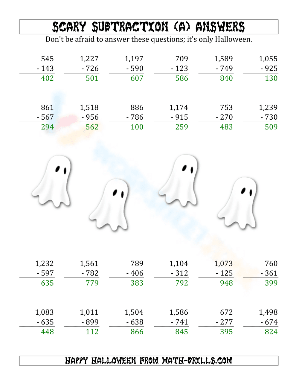 Halloween Fun: Scary Subtraction Worksheet - Page 2