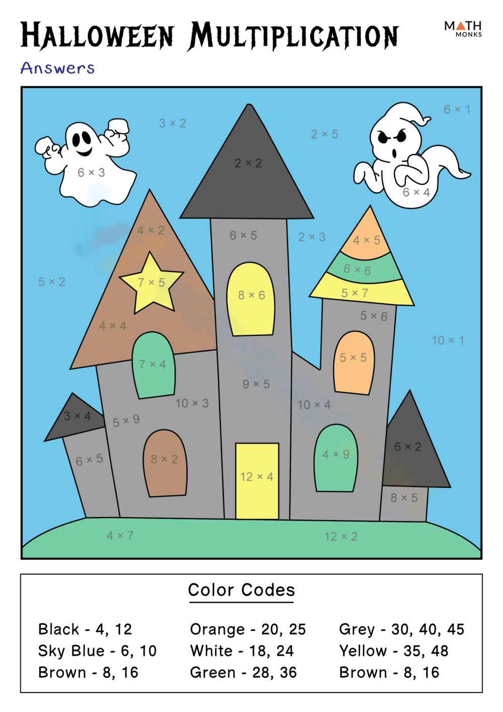 Halloween Multiplication Coloring: Math Fun! - Page 2
