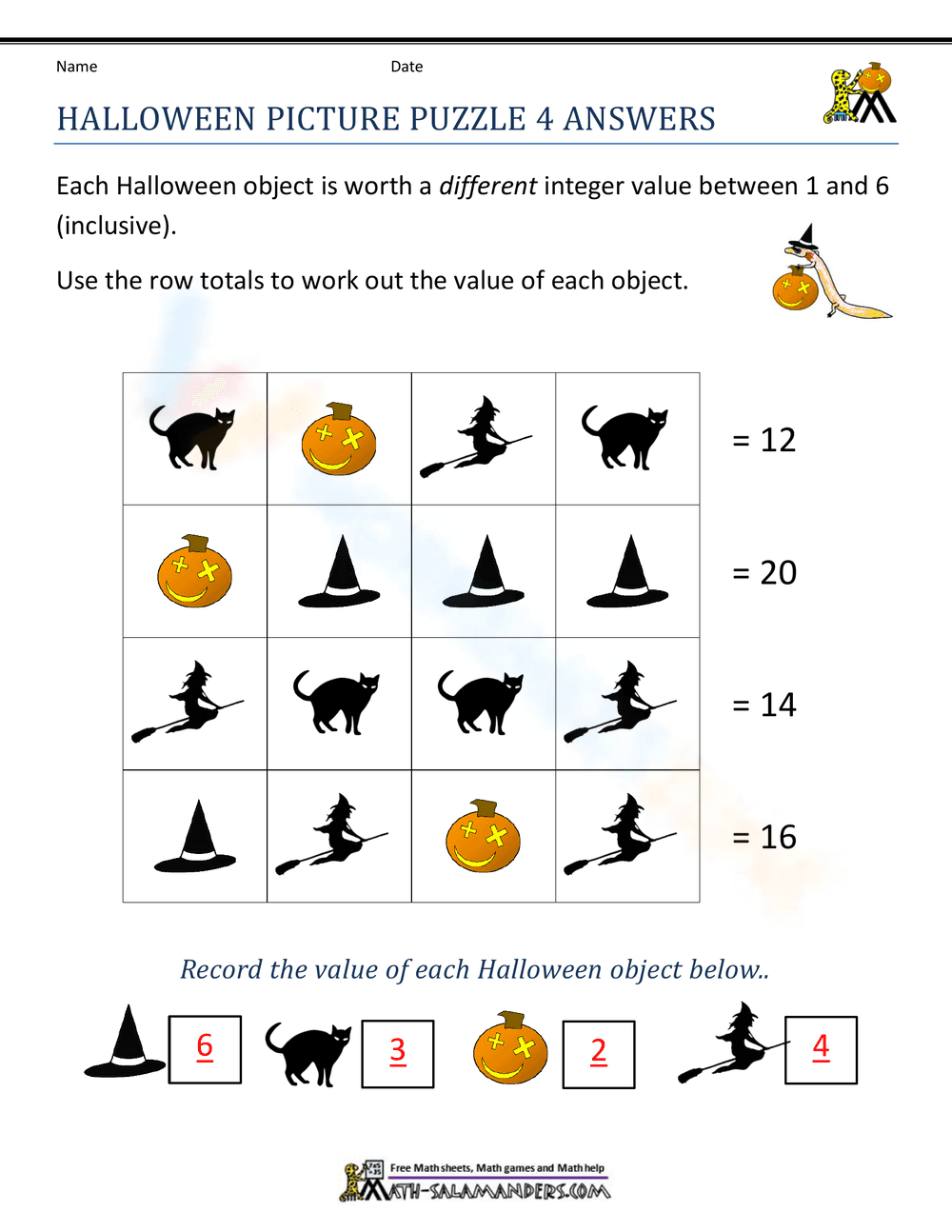 Fun Halloween Picture Puzzle Worksheet - Page 2