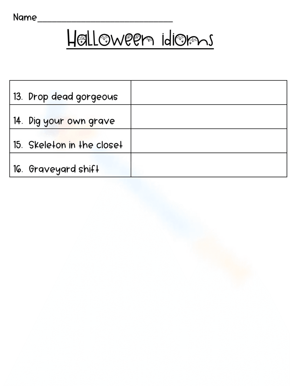 Halloween Idioms in Sentences Worksheet - Page 2