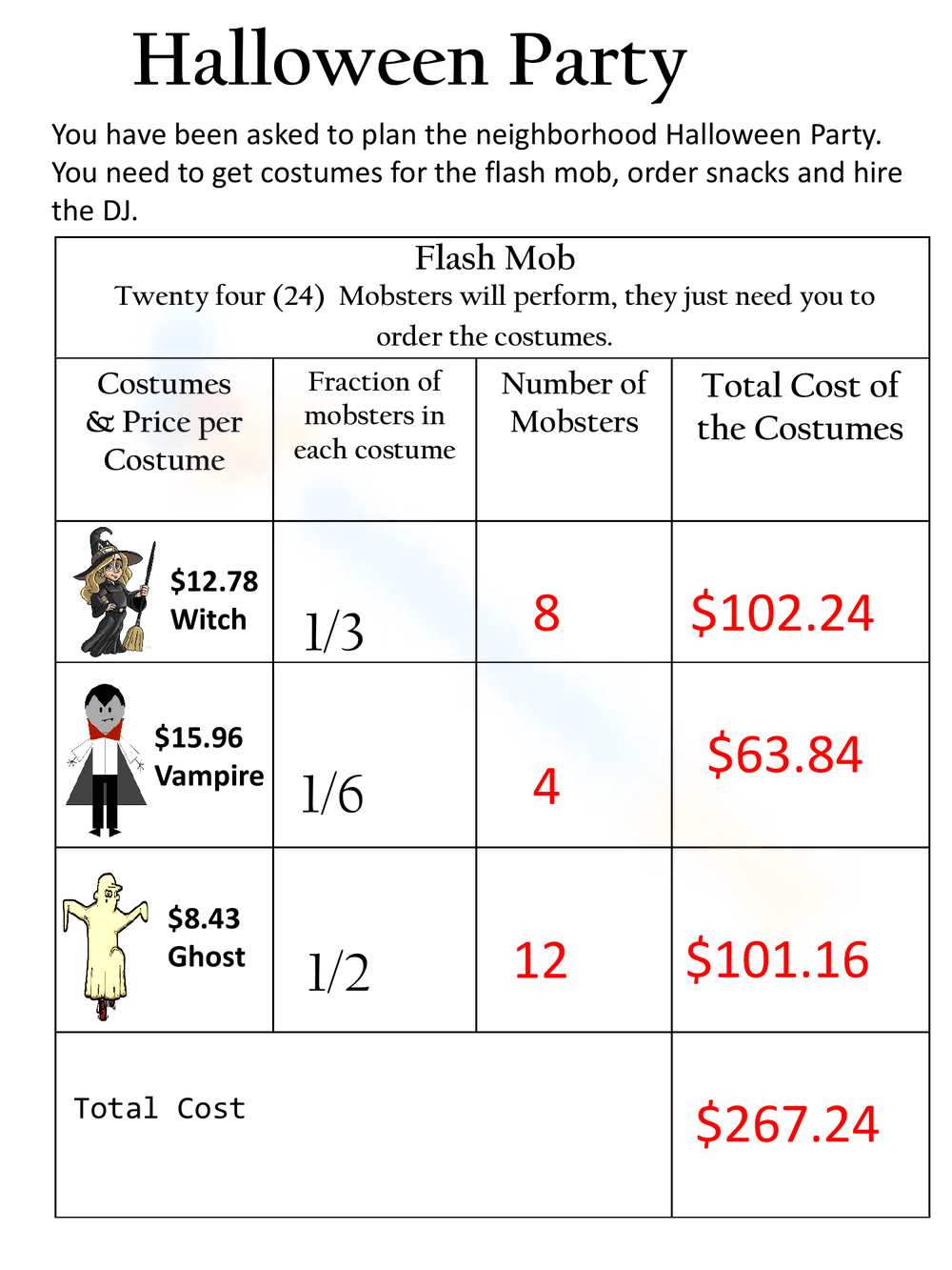 Halloween Math with Fractions and Decimals - Page 3