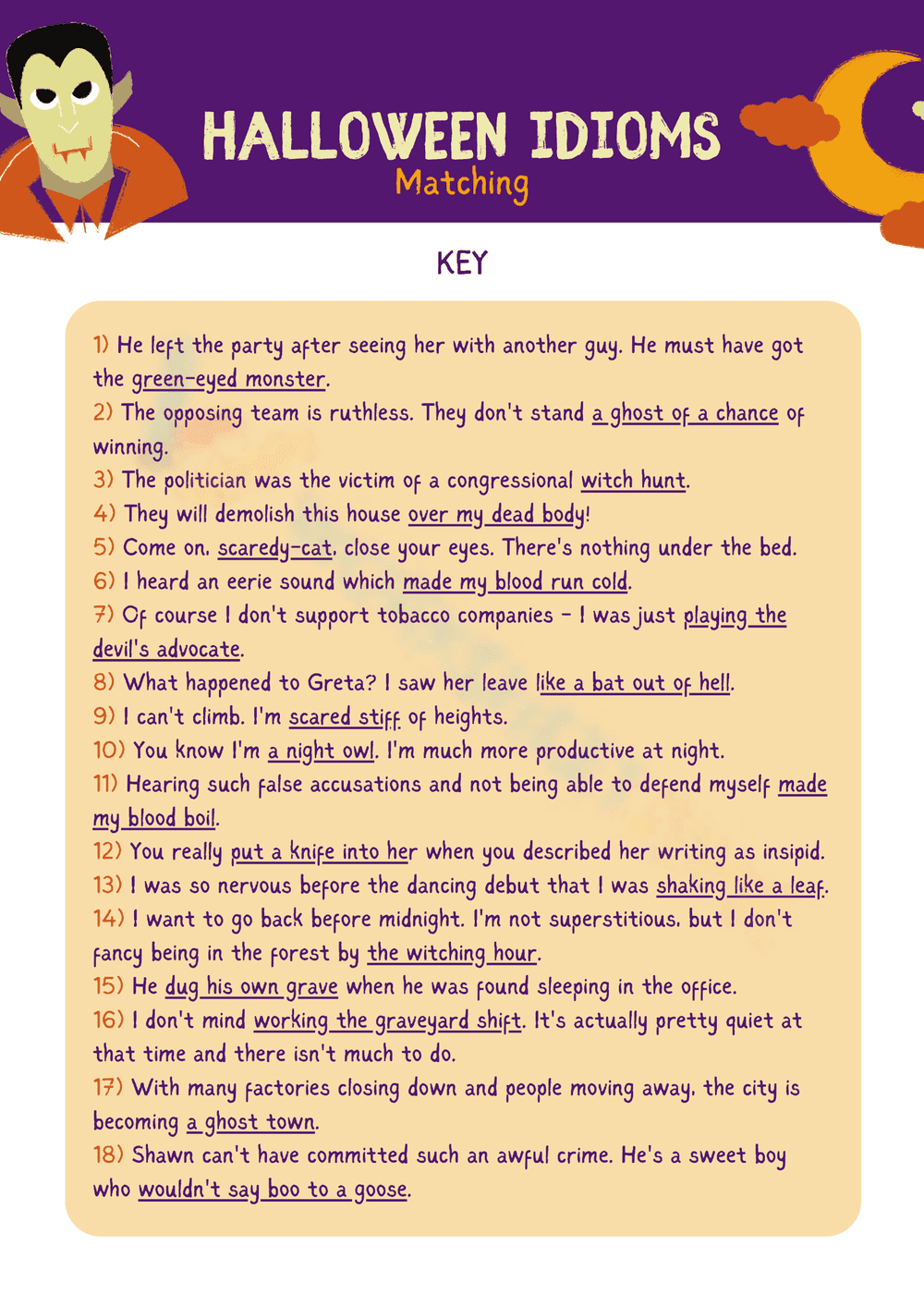 Match Halloween Idioms Now - Page 3