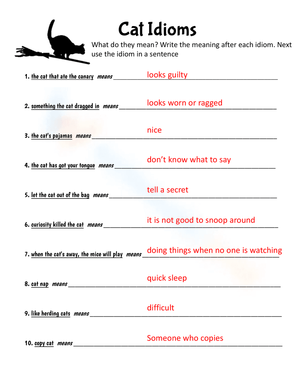 Explore Halloween Cat Idioms - Page 2