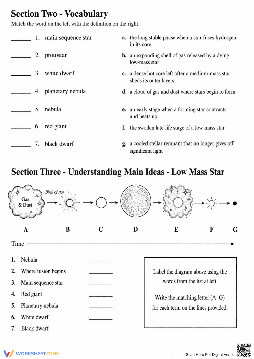 Life Cycle of a Star Review Worksheet | Essential Grade 8-11 - Page 3