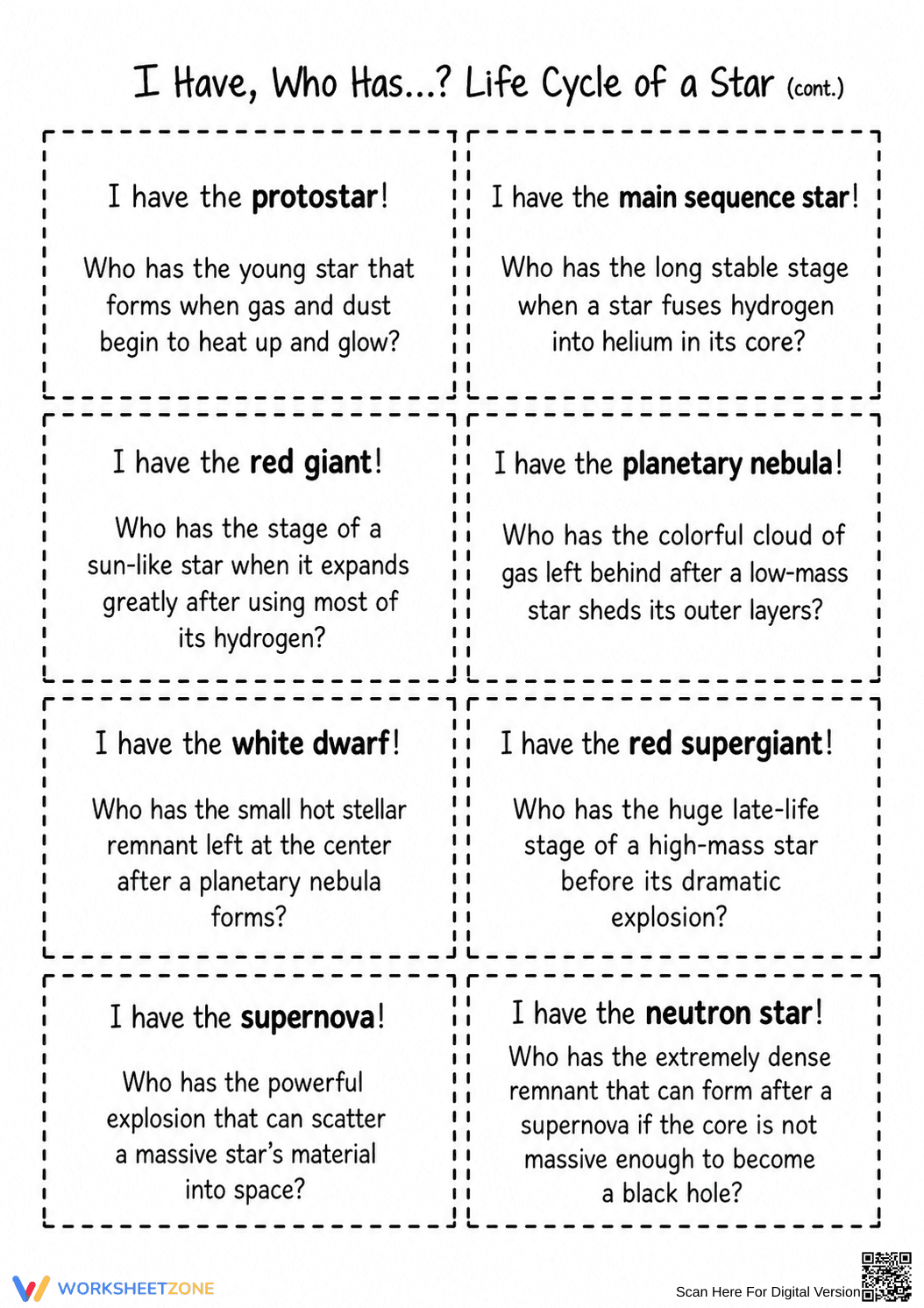 Life Cycle of a Star Game | Grade 5 Essential - Page 2