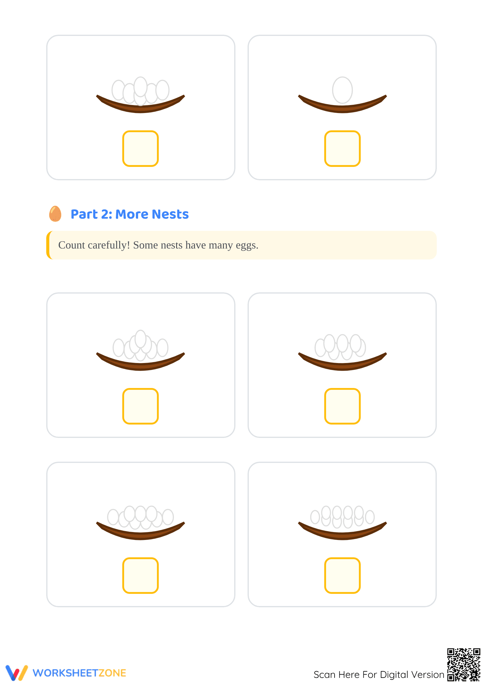 Printable How Many Eggs Worksheet | Kindergarten Math - Page 2