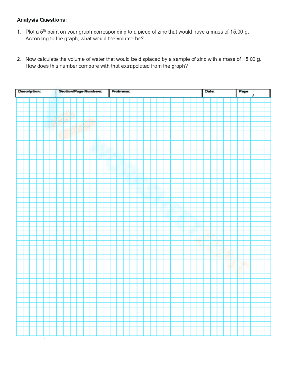 Lab: Determining Density of Zinc Worksheet - Page 2