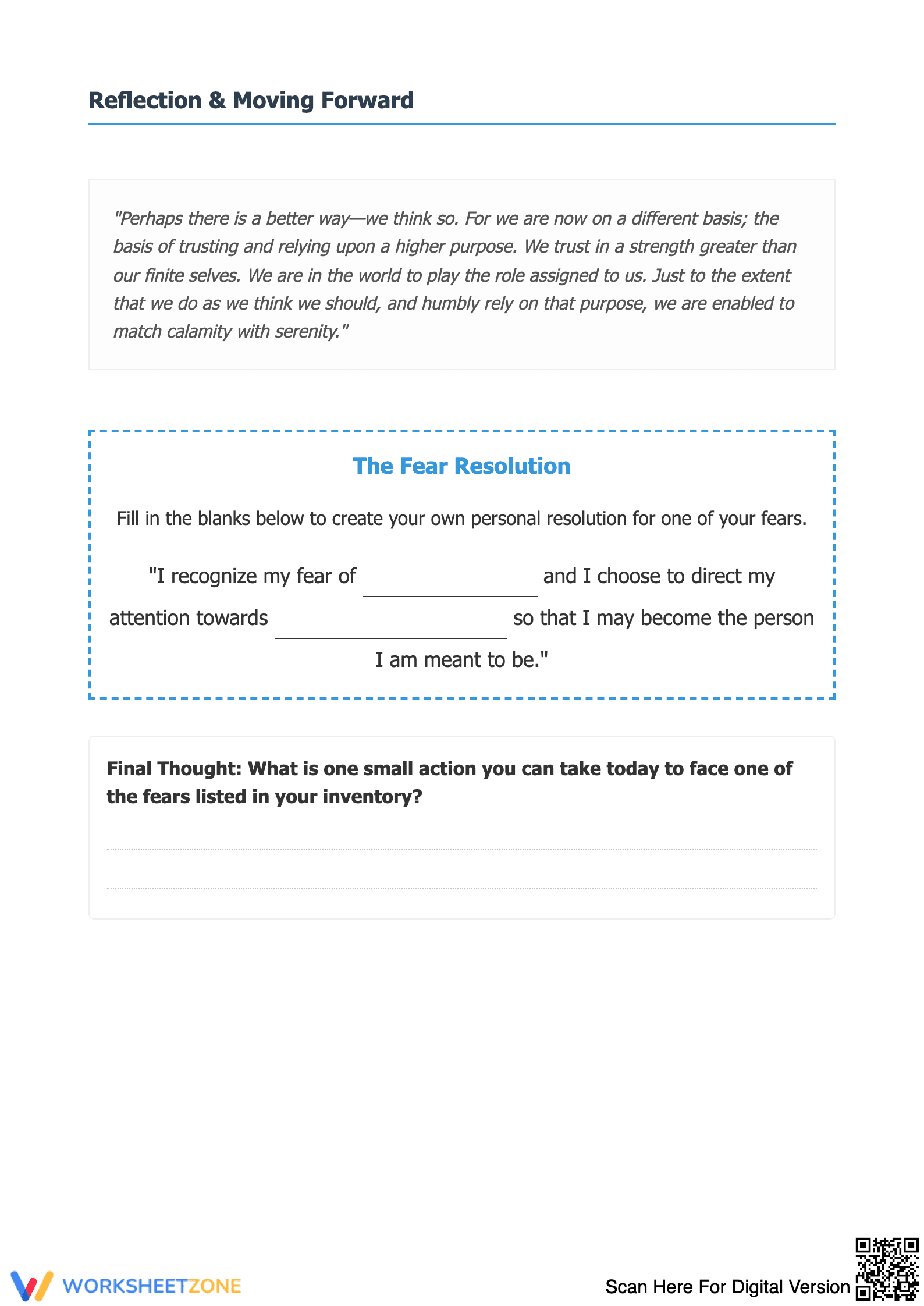 Fourth Step Inventory Worksheet: Fear - Page 4