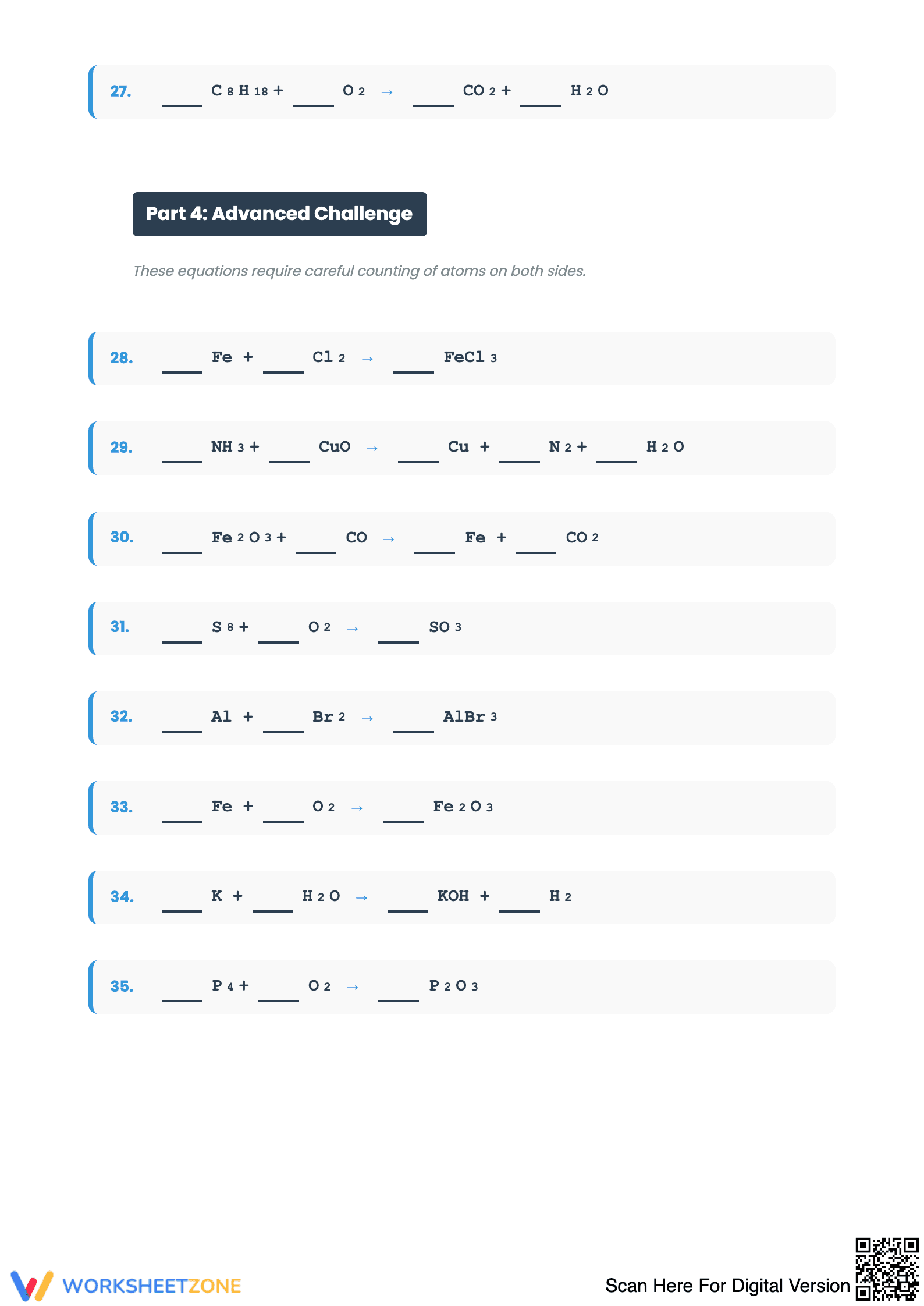 Balancing Chemical Reactions Worksheet - Page 4
