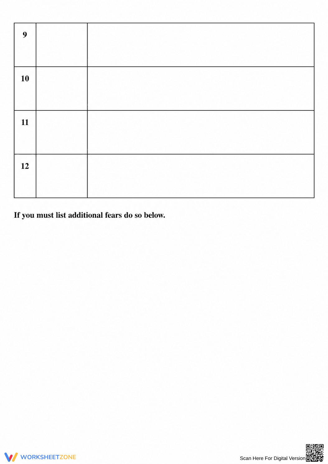 Grades 7-9 Fear Assessment — Printable No-Prep Worksheet - Page 3