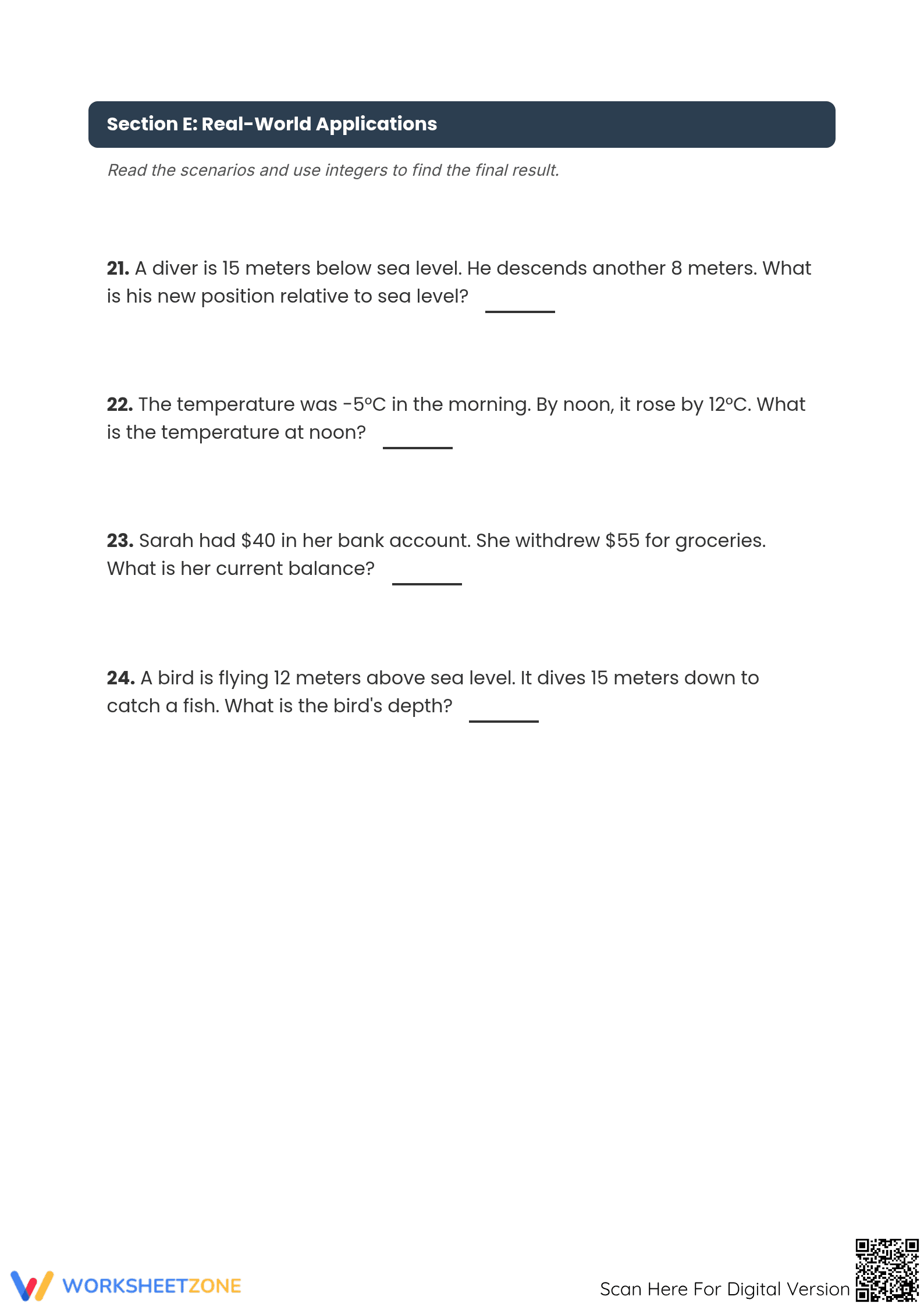 Adding and Subtracting Integers Worksheet | Grade 7 Ready - Page 3