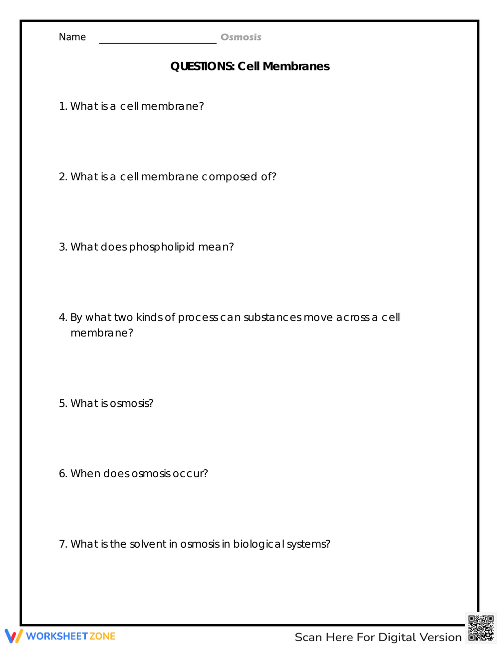 Cell Membranes Worksheet for Biology Students - Page 2
