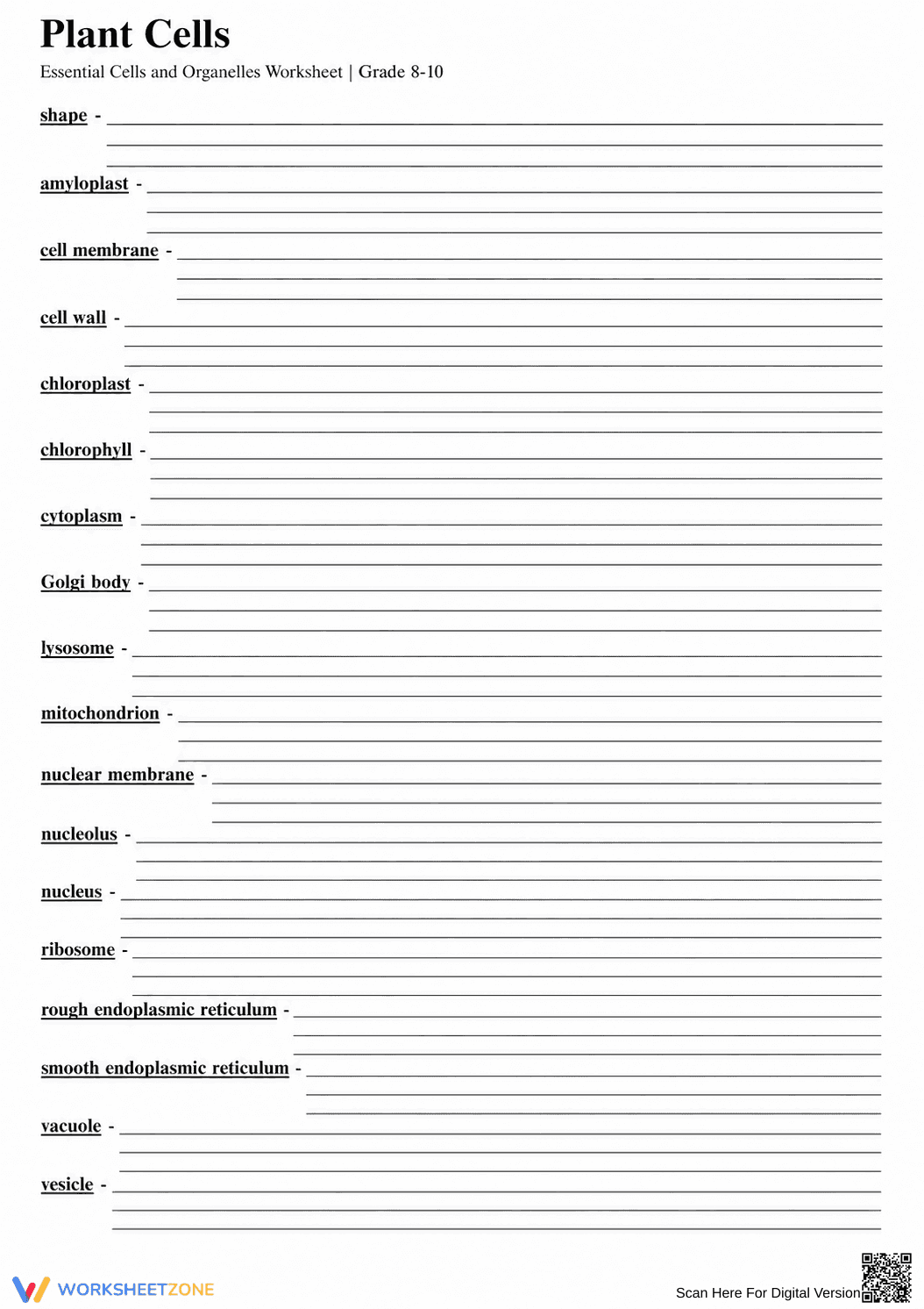 Essential Cells and Organelles Worksheet | Grade 8-10 Ready - Page 2