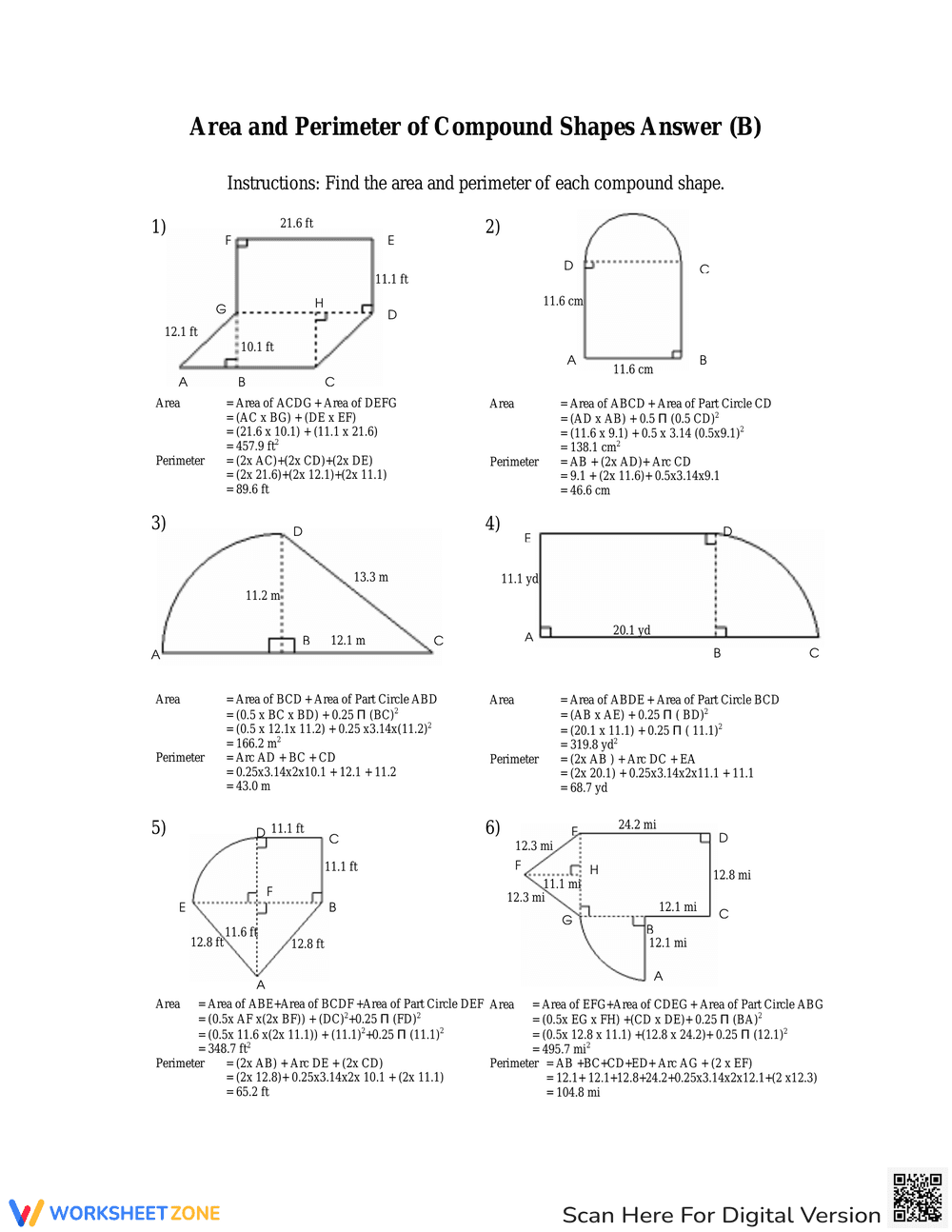Area and Perimeter of Compound Shapes Worksheet - Page 2