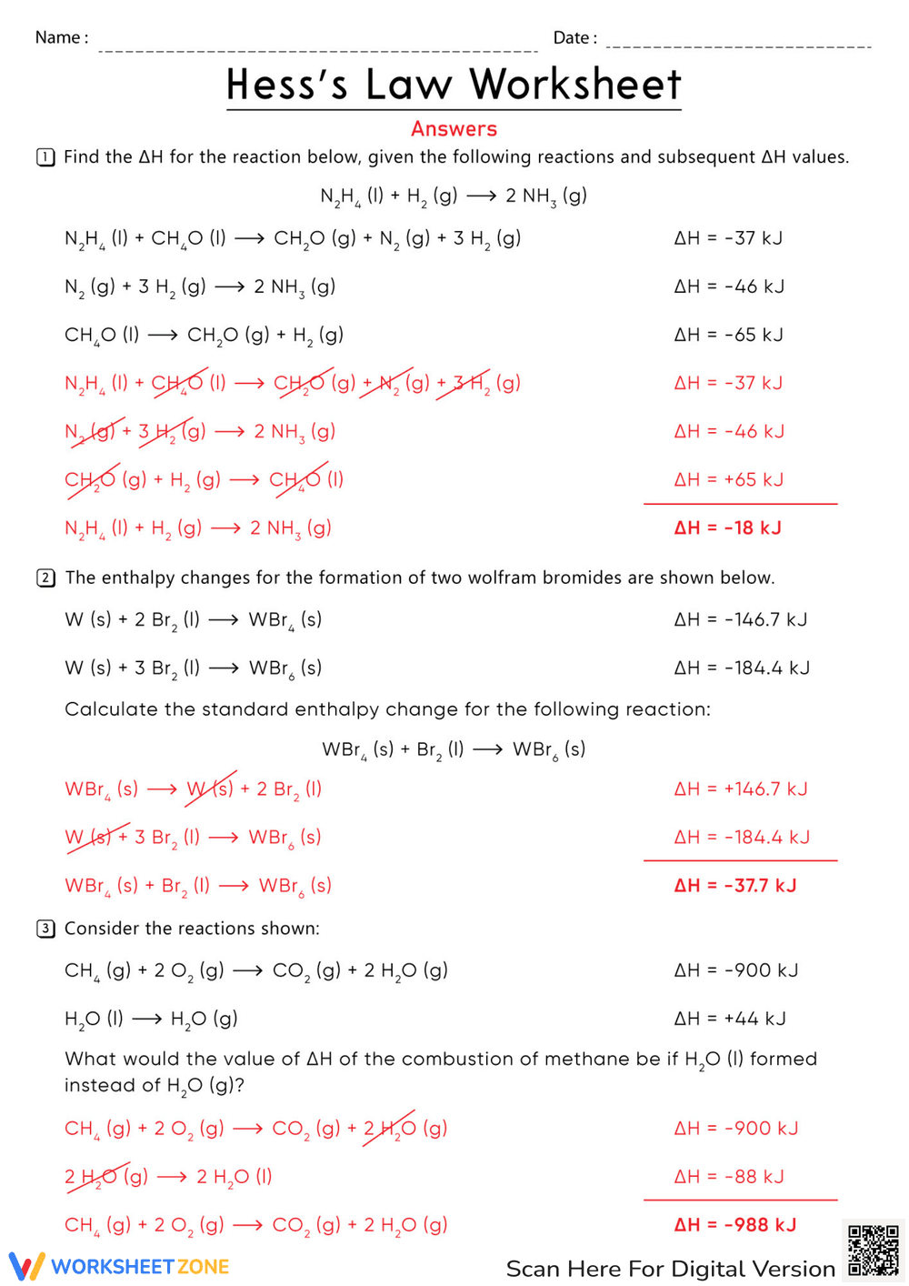Solve Thermochemistry Problems with Hess Cycle Worksheet - Page 2