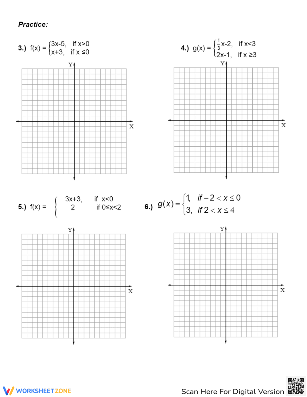 Practice Graphing Piecewise Functions - Page 2