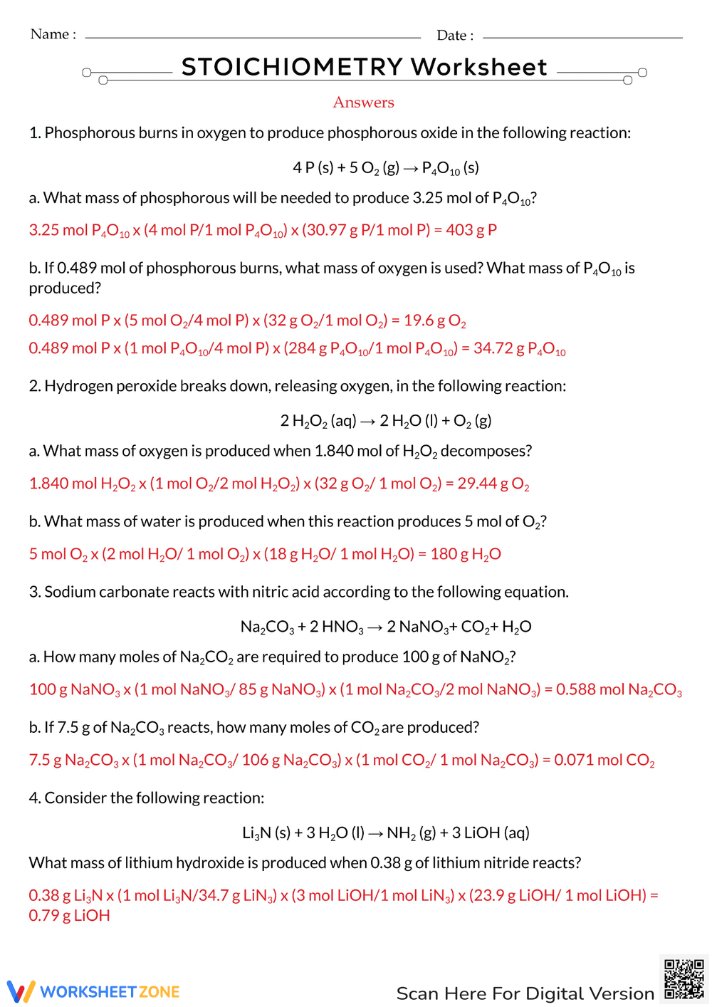 Mastering Stoichiometry: A Comprehensive Worksheet - Page 2