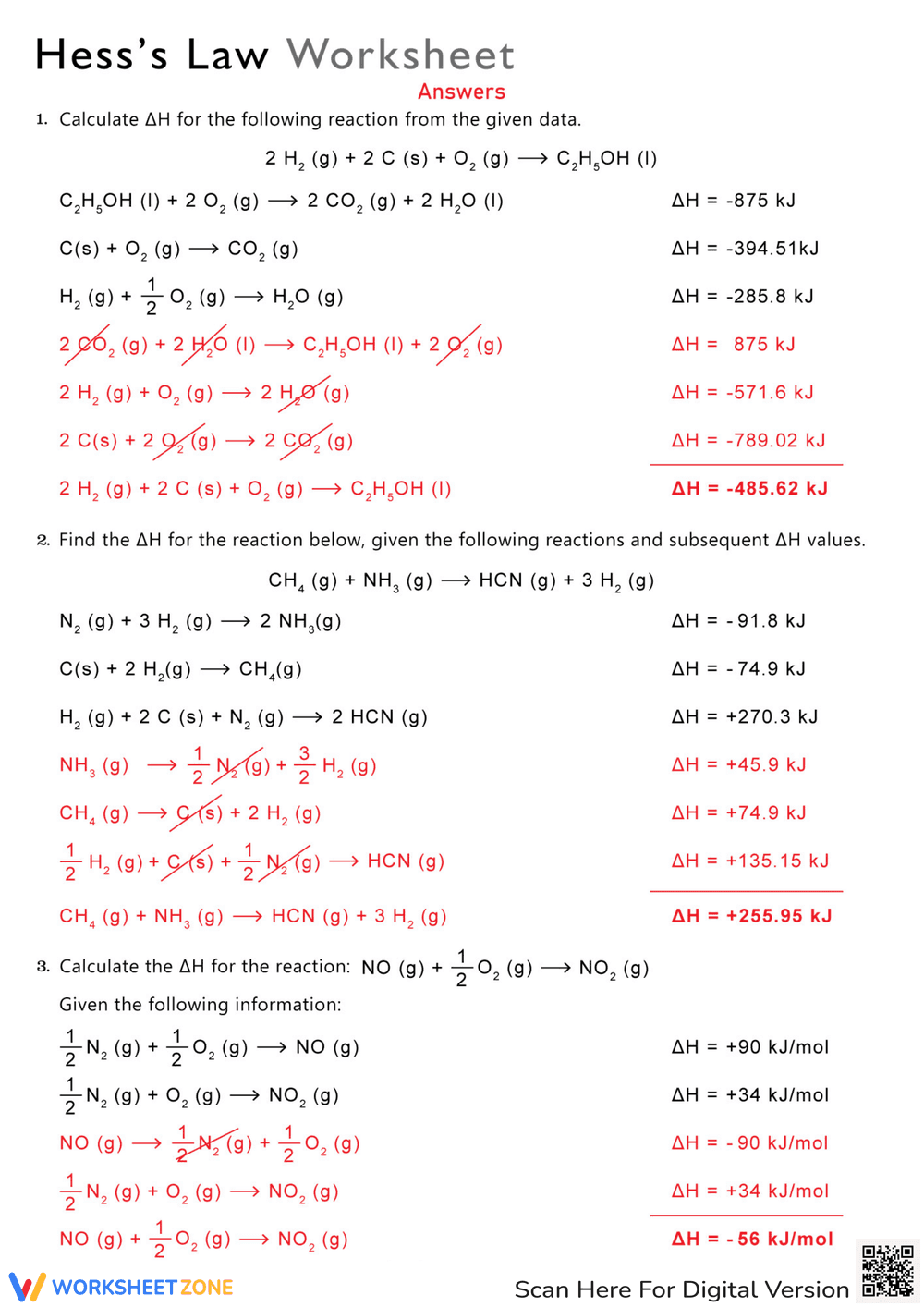 Applying Hess's Law: A Thermochemistry Worksheet - Page 2