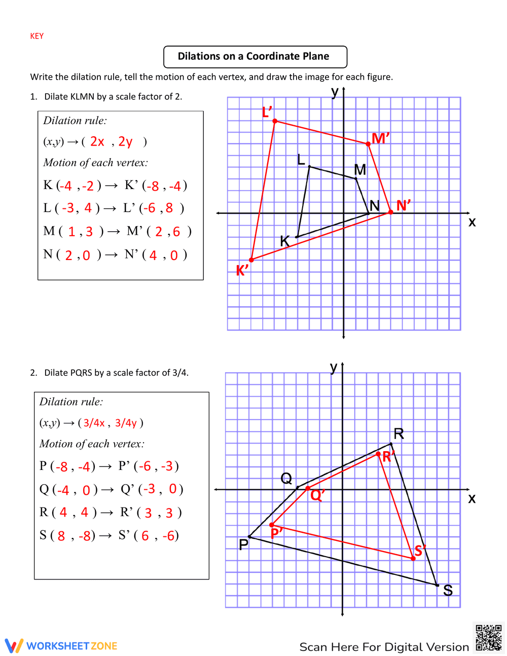 Exploring Dilations with Coordinates: Geometry Worksheet - Page 3