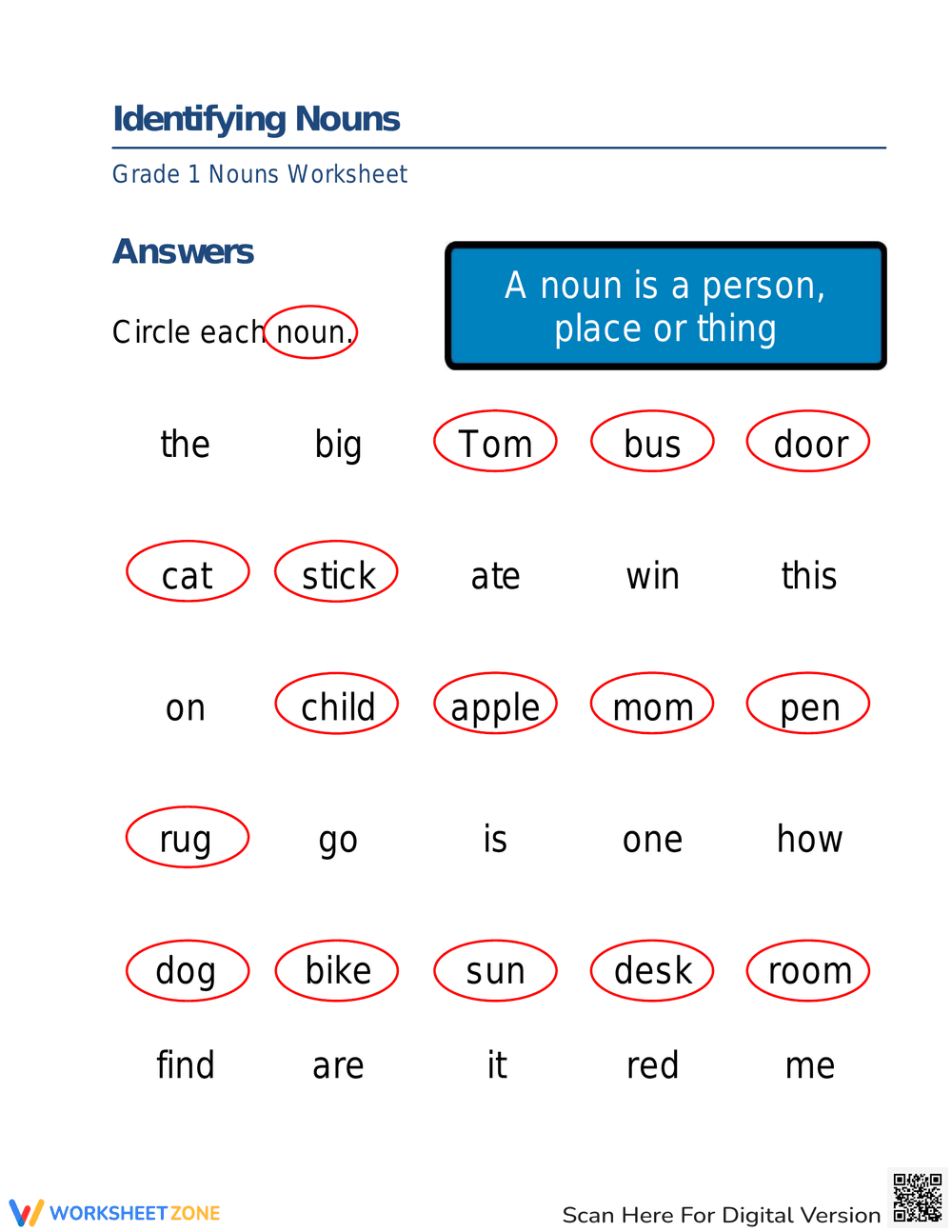 Identifying Nouns: Grammar Skill-Building Worksheet - Page 2