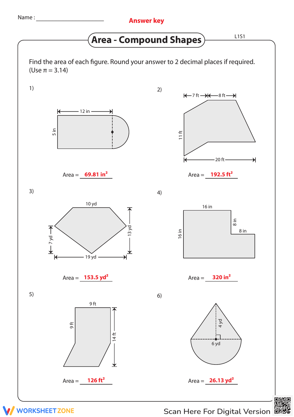 Calculating Area of Compound Shapes Worksheet - Page 2
