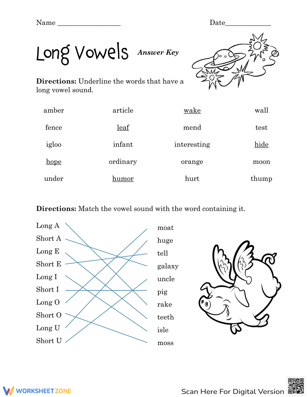 Long Vowels Practice Worksheet - Page 2