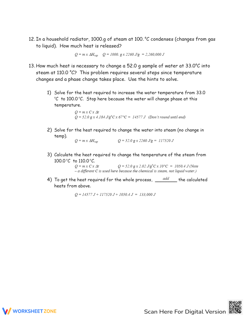 Specific Heat and Heat Calculations Worksheet - Page 5