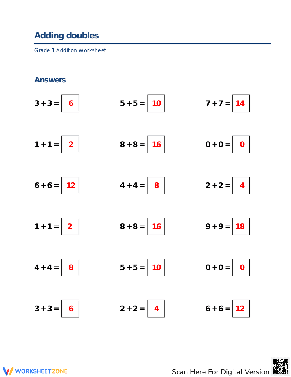 Adding Doubles Math Practice - Page 2