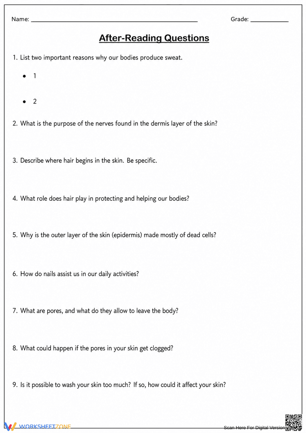 Grade 7 Integumentary System — Printable No-Prep Worksheet - Page 6