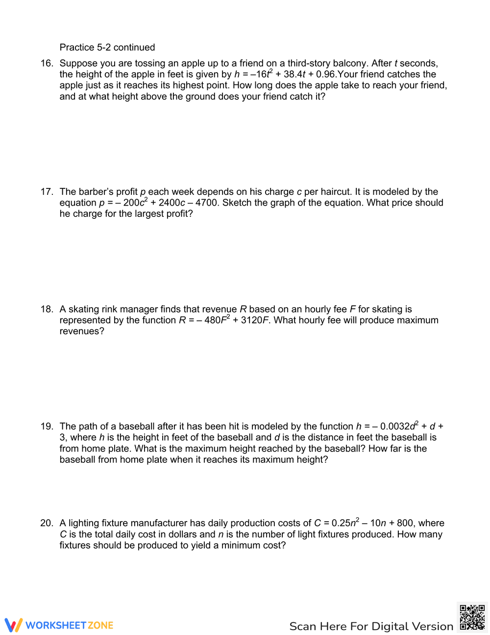Quadratic Transformations Practice - Page 2