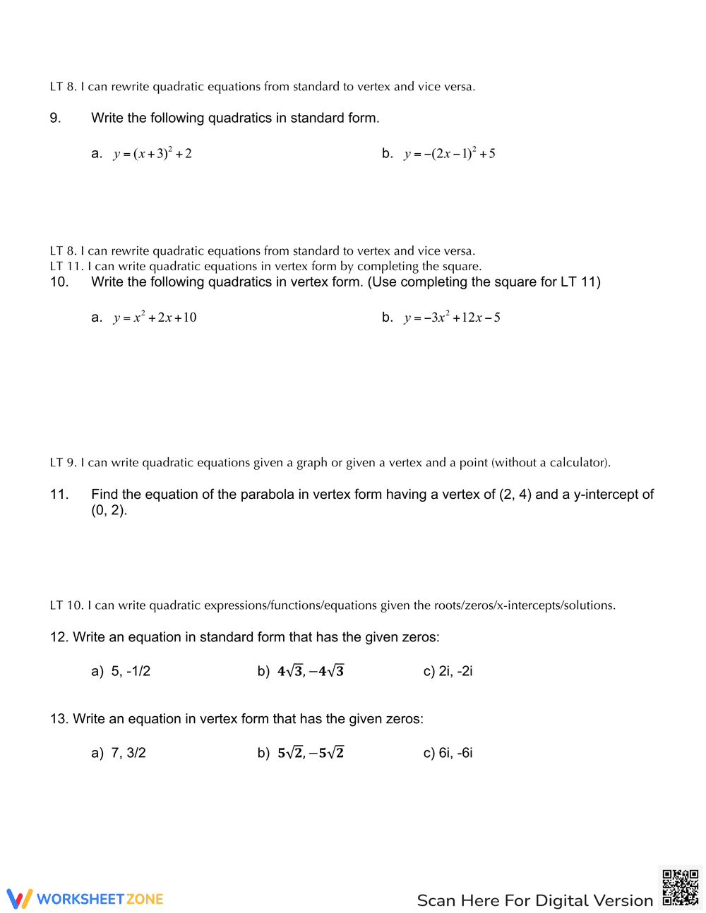 Identifying Quadratic Functions Practice - Page 4