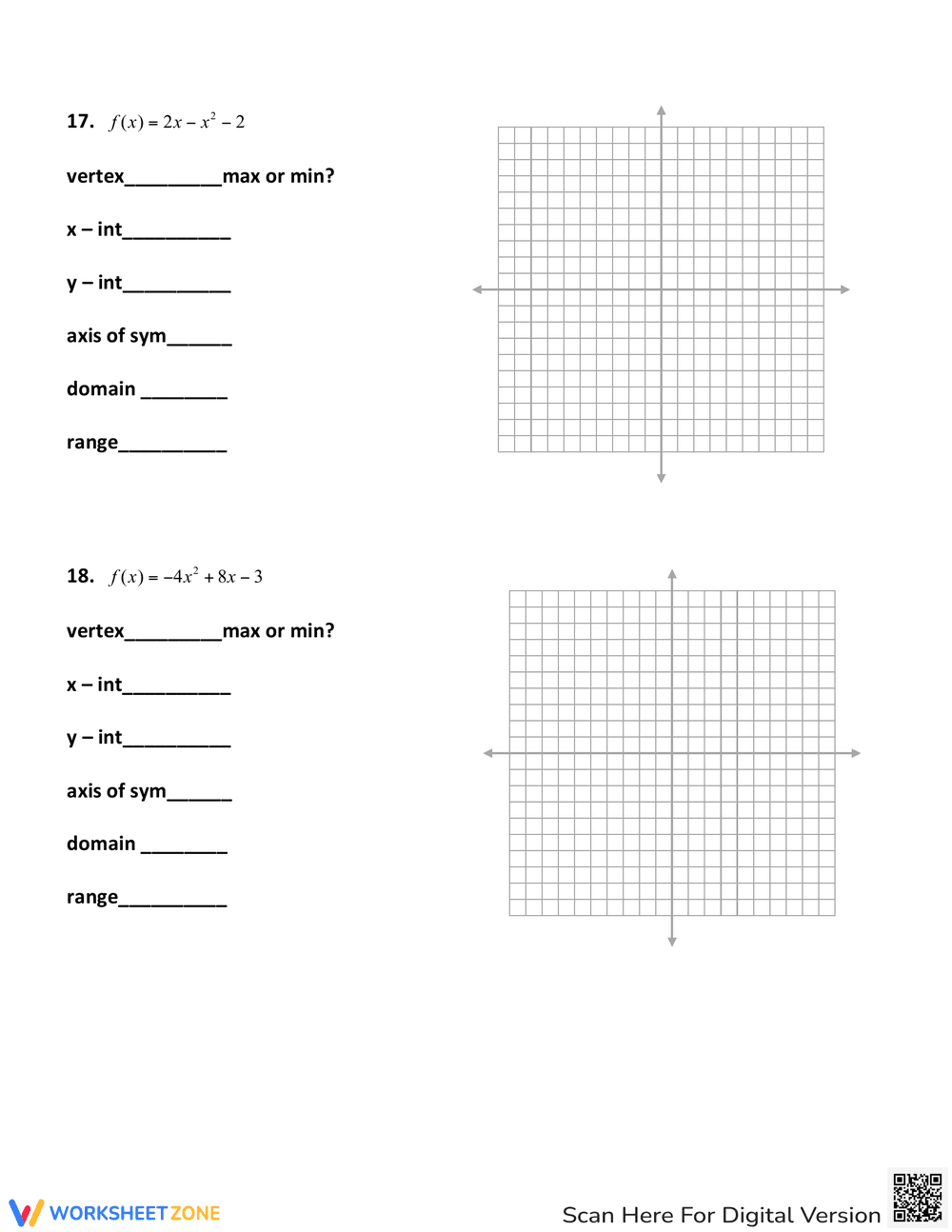 Graph Quadratic Functions Practice - Page 5