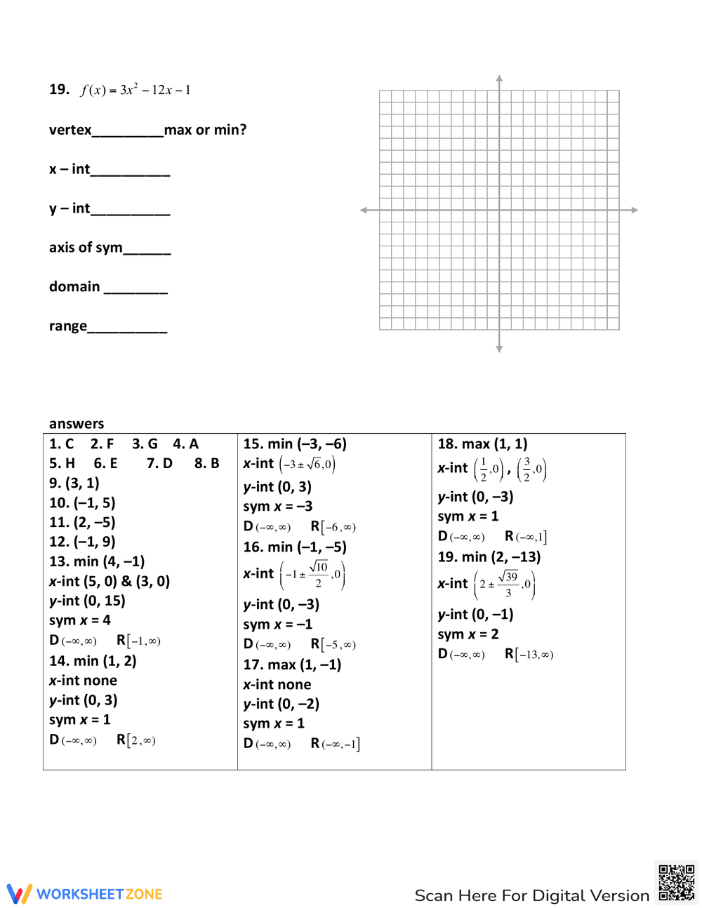 Graph Quadratic Functions Practice - Page 6
