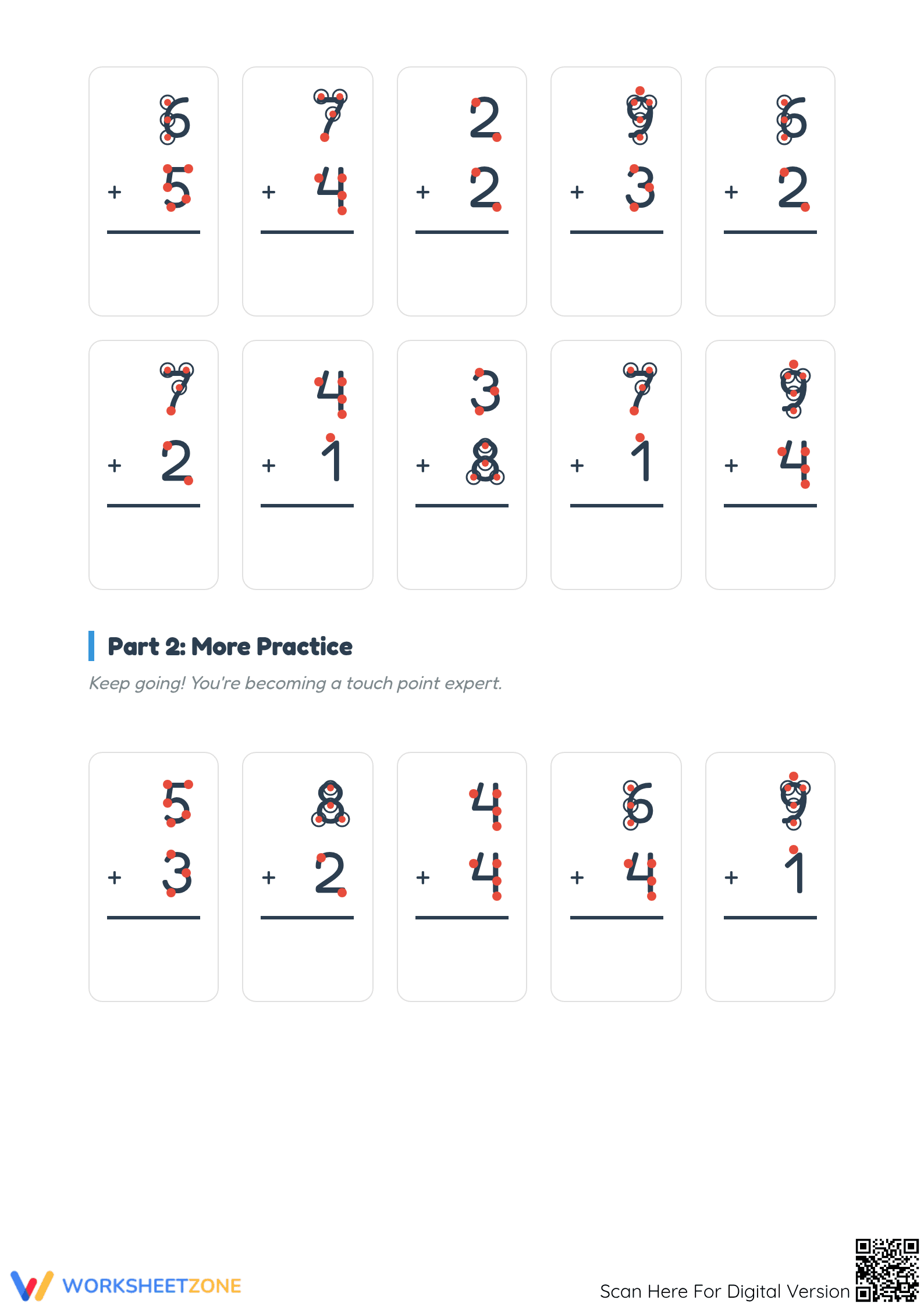 Grade 1 Touch Point Addition — Printable No-Prep Worksheet - Page 2