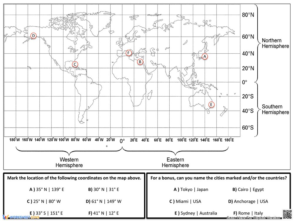 Latitude And Longitude Map Skills Activity Pack - Page 3