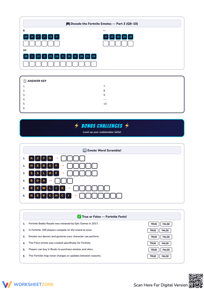 Fortnite Codebreakers Emotes Worksheet for Fun - Page 2