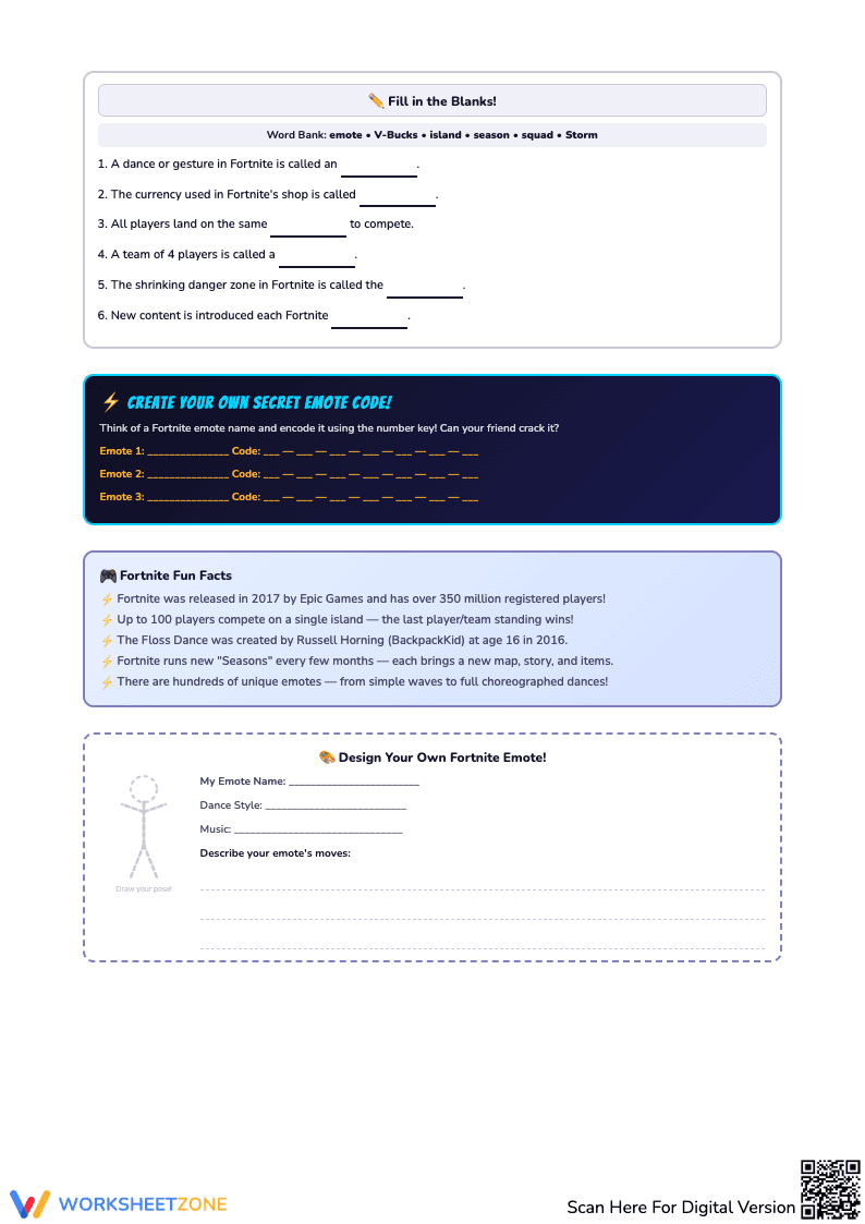 Fortnite Codebreakers Emotes Worksheet for Fun - Page 3