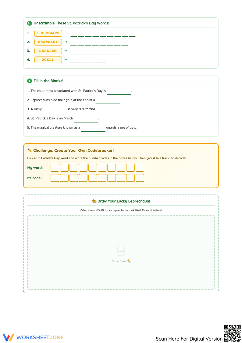 St. Patrick's Day Codebreakers Worksheet - Page 3