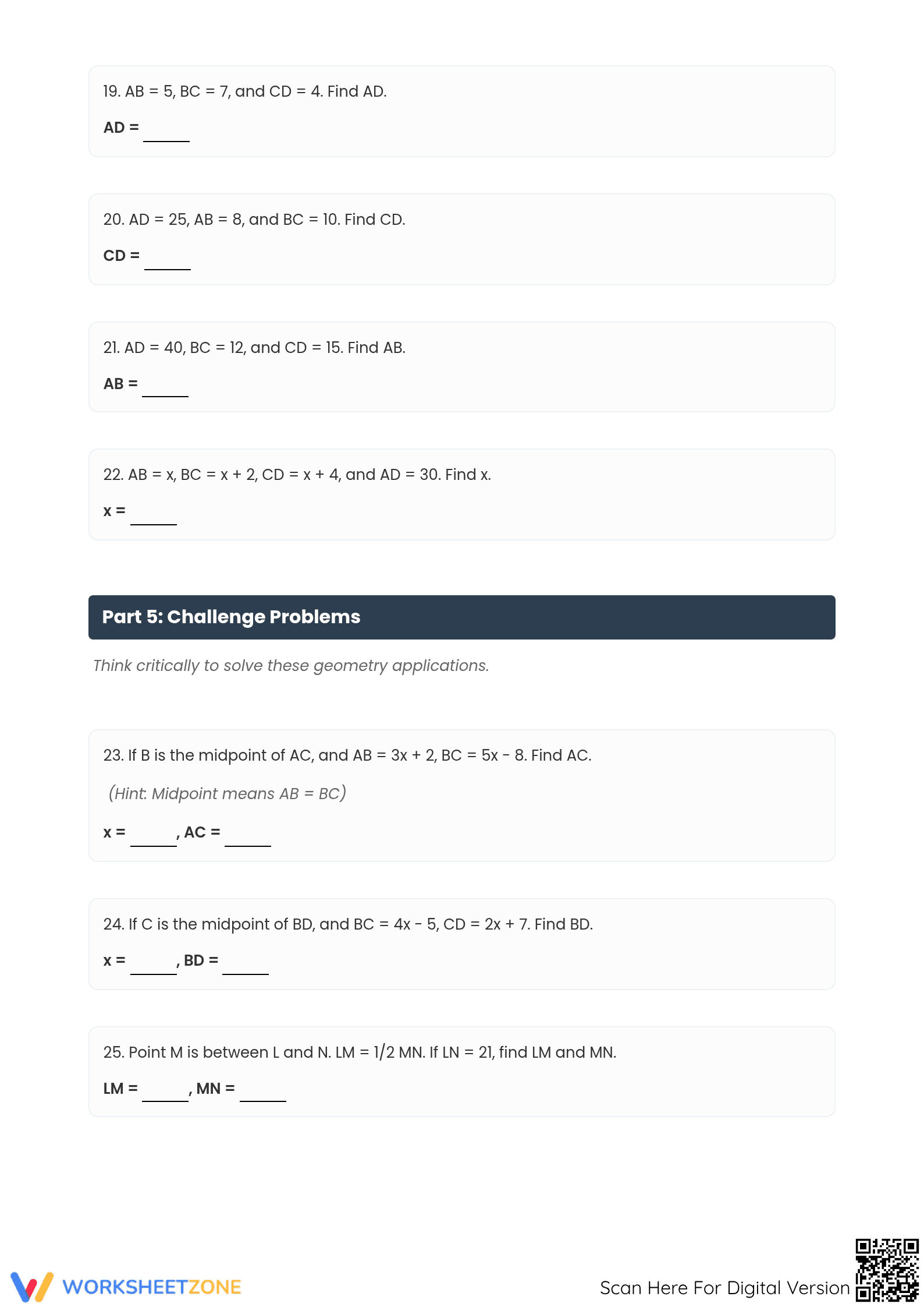 Segment Addition Postulate Practice | Essential Geometry - Page 4