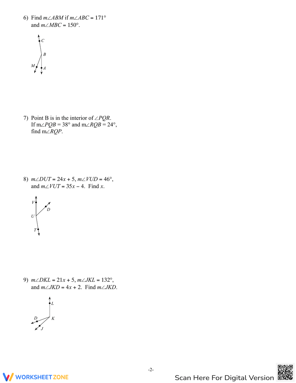 Segment and Angle Addition Postulates - Page 2