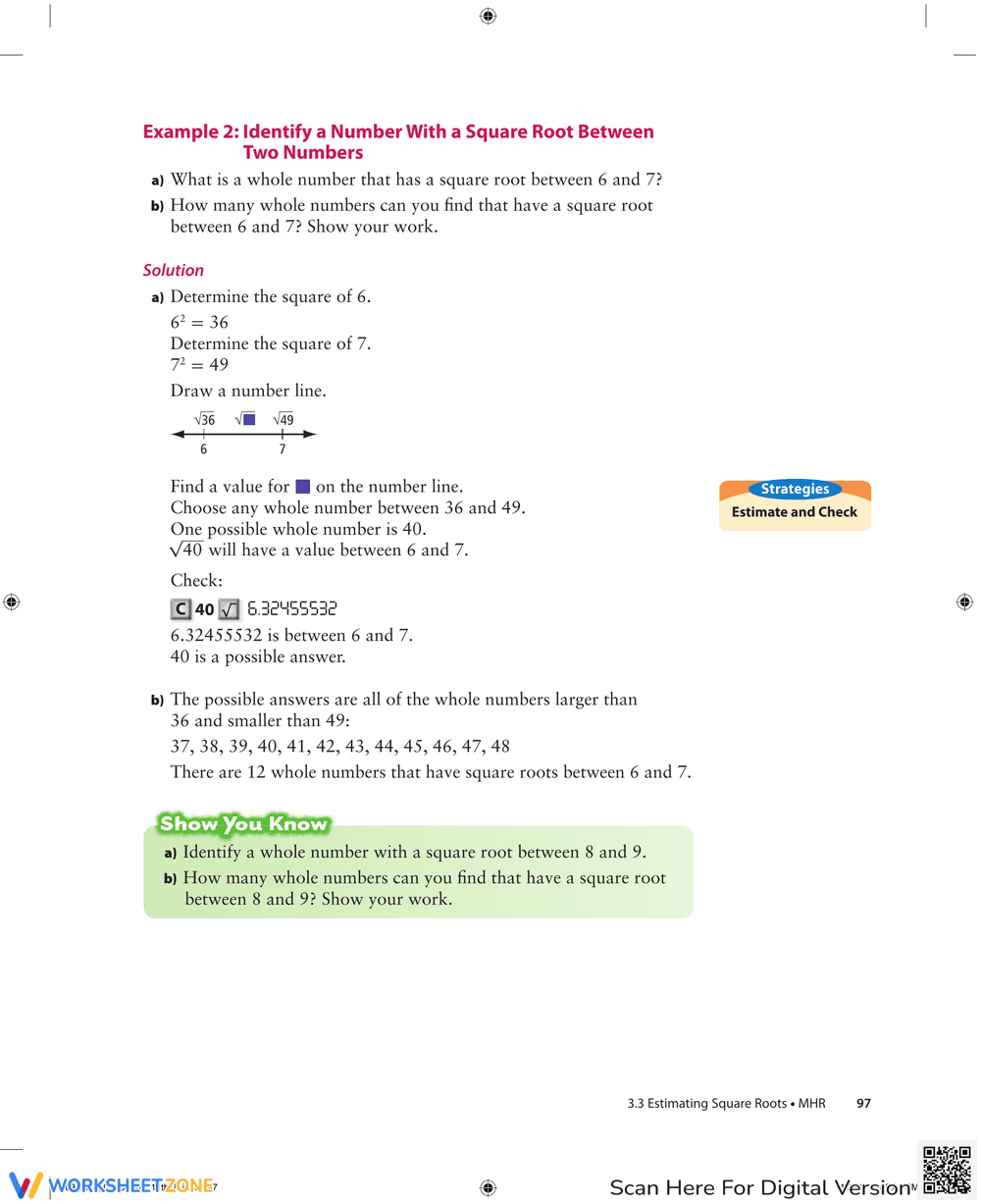 Estimating Square Roots Worksheet - Page 3