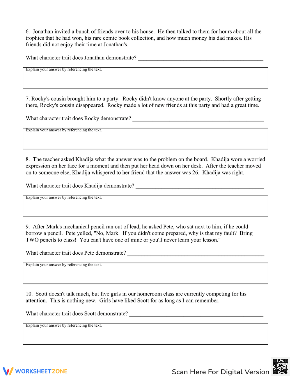 Characterization Worksheet for Literary Analysis - Page 2