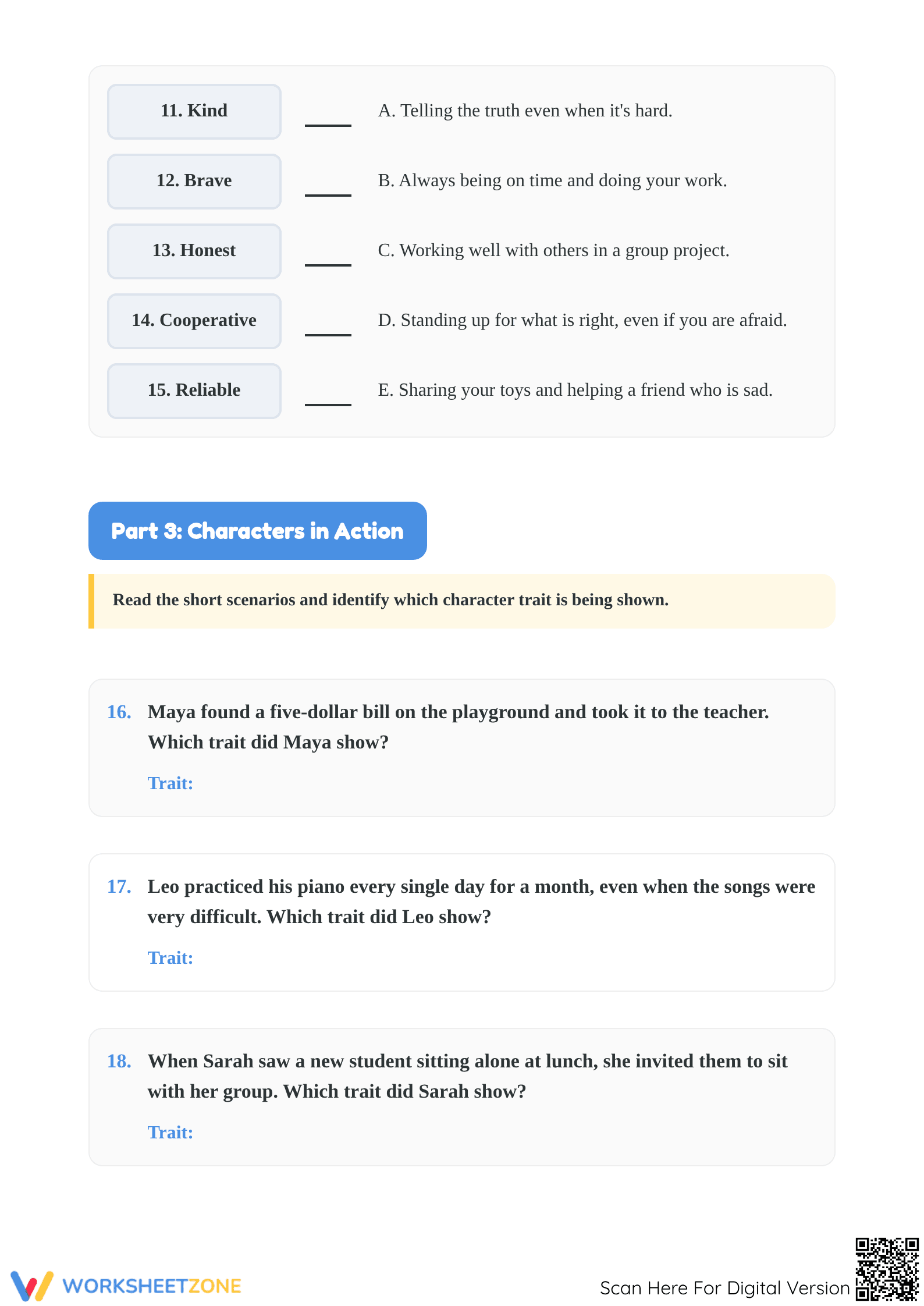 Essential Character Traits Quiz — Grades 1-3 Printable - Page 4