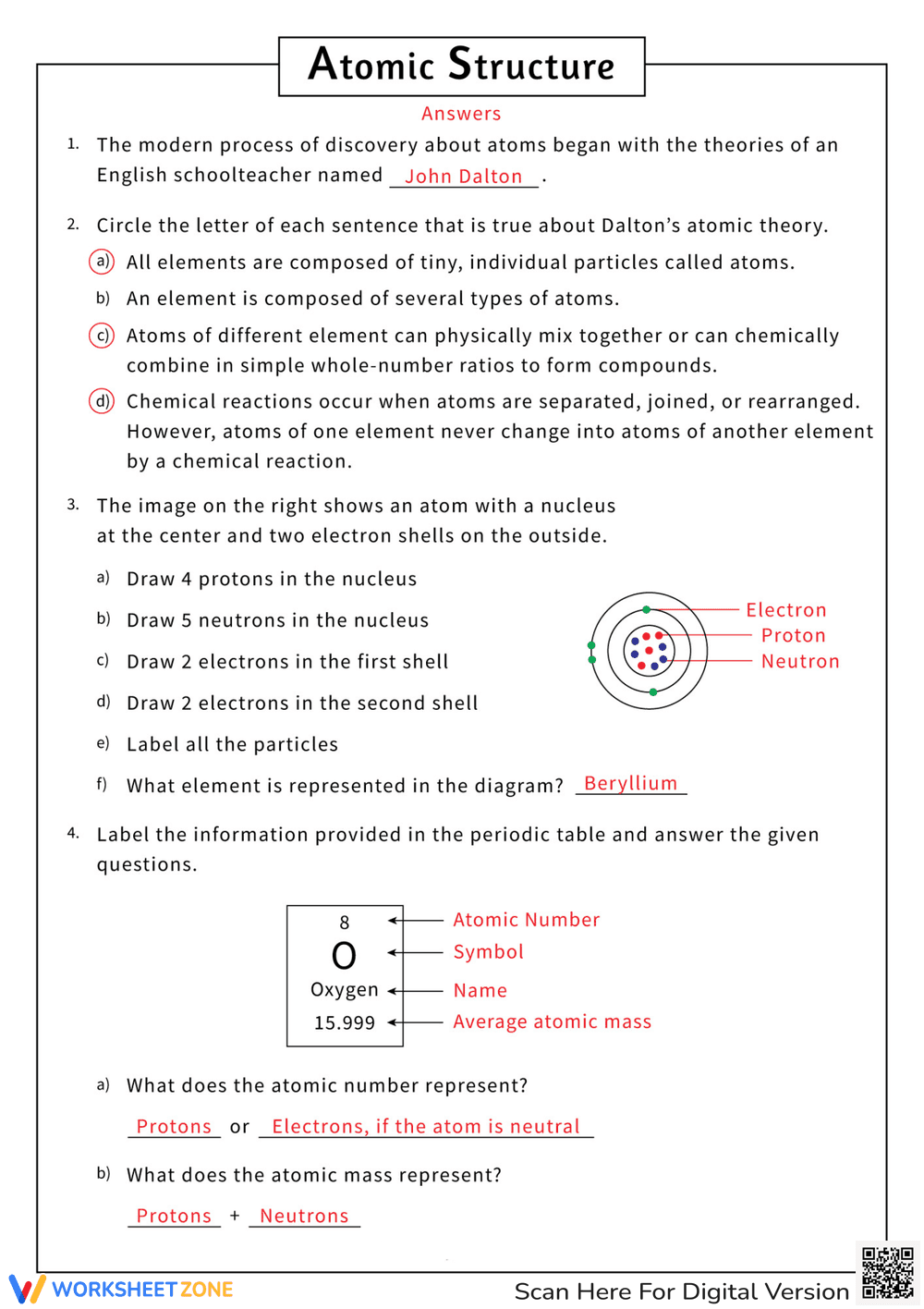Basic Chemistry Atomic Structure Worksheet - Page 2