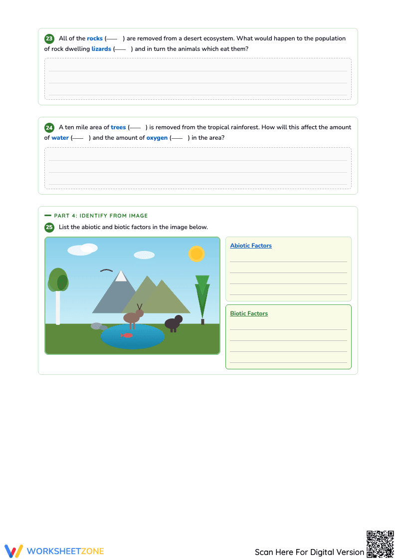 Abiotic vs Biotic Factors Practice Worksheet - Page 2