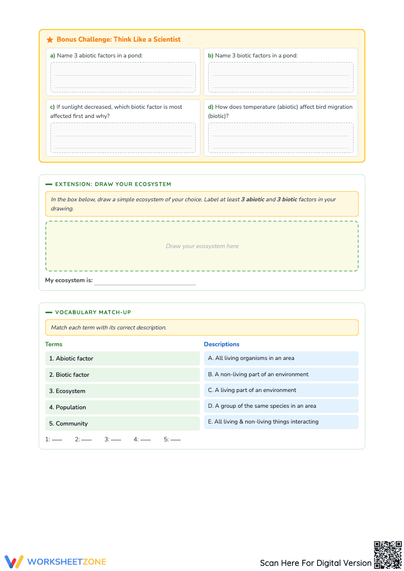 Abiotic vs Biotic Factors Practice Worksheet - Page 3