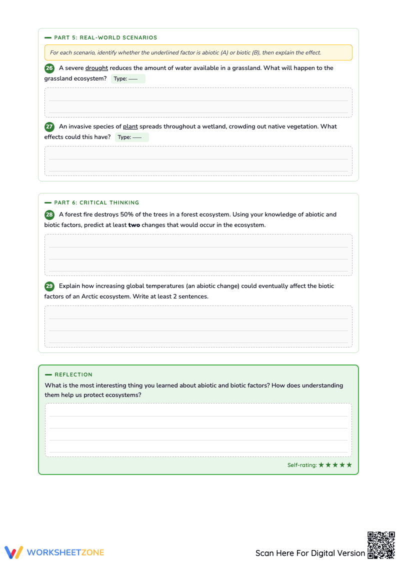 Abiotic vs Biotic Factors Practice Worksheet - Page 4