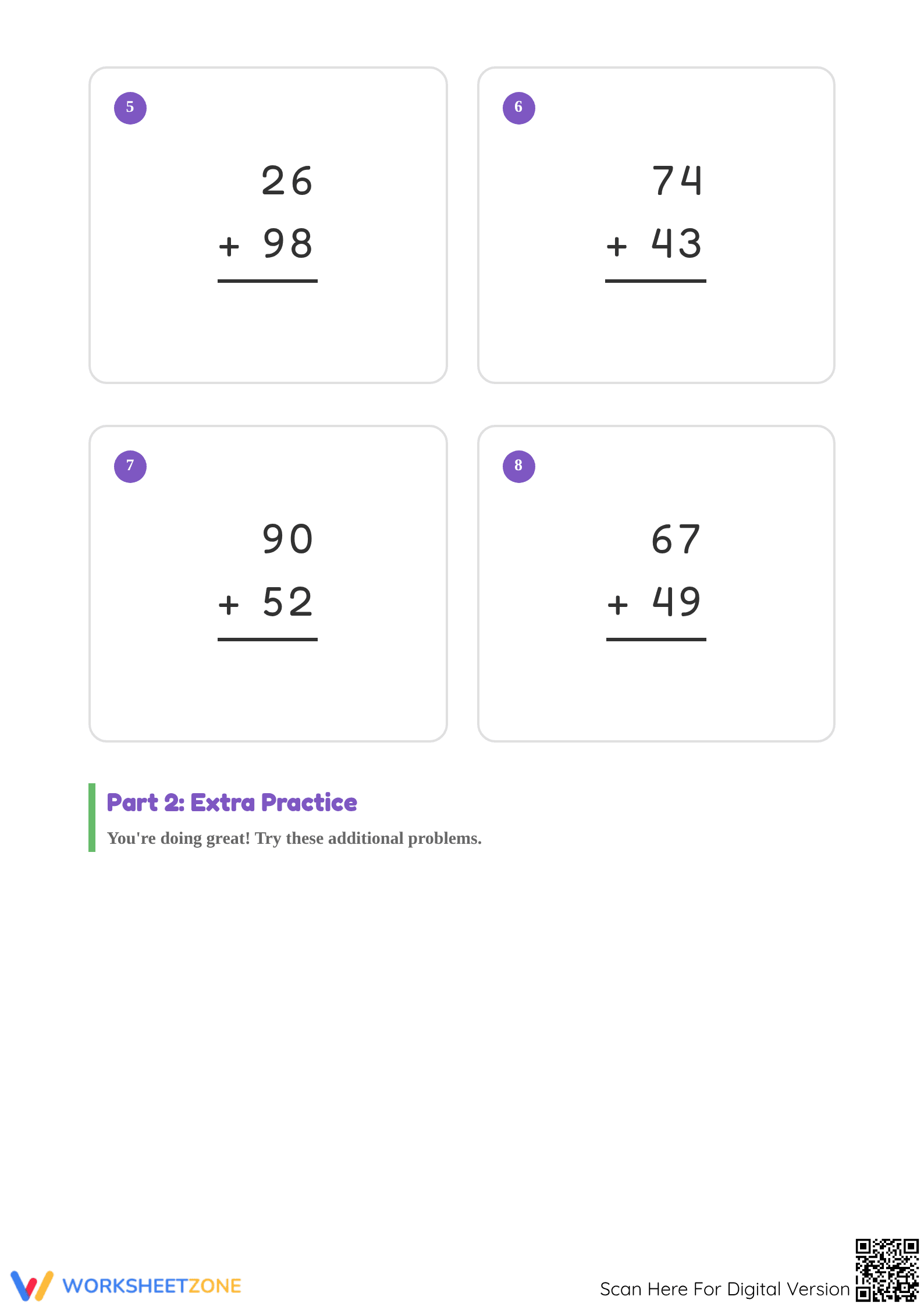 Printable 2-Digit Addition with Carrying Worksheet | Grade 2 - Page 2