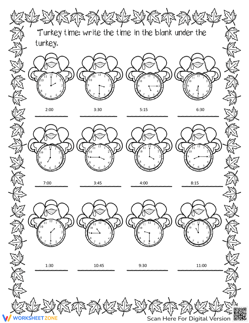 Thanksgiving Math Turkey Time Worksheet - Page 2